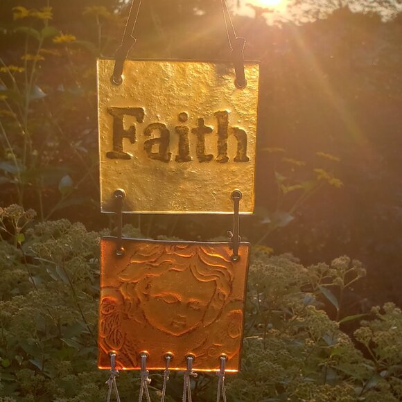 Glass Faith and Angel Wind Chime - Picture 4 of 5